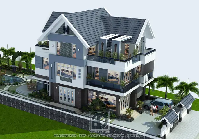 Mẫu Thiết Kế Biệt Thự Mái Thái 3 Tầng Phong Cách Hiện Đại Mẫu Thiết Kế Biệt Thự Mái Thái 3 Tầng Phong Cách Hiện Đại