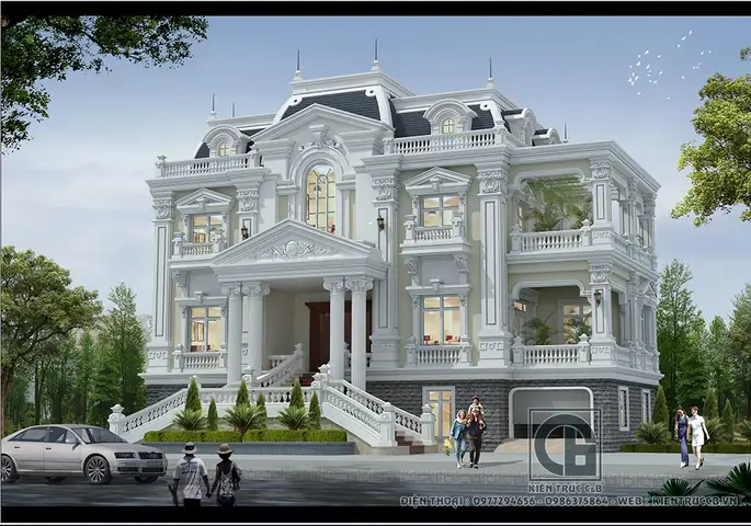 Mẫu Nhà Biệt Thự 3 Tầng Phong Cách Tân Cổ Điển Kiểu Pháp Mẫu Nhà Biệt Thự 3 Tầng Phong Cách Tân Cổ Điển Kiểu Pháp