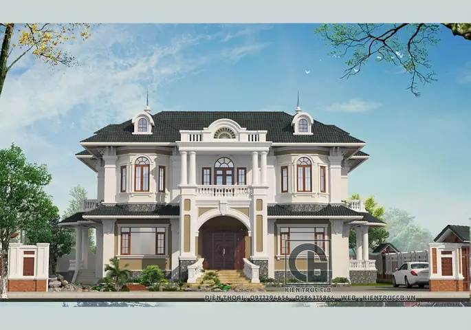 Mẫu Biệt Thự 2 Tầng Phong Cách Tân Cổ Mới Nhất Năm 2019