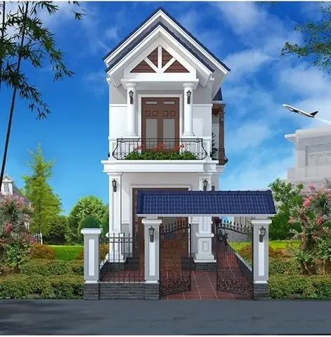 Trang Trí Mặt Tiền Nhà Ống 2 Tầng Cho Người Mệnh Thuỷ