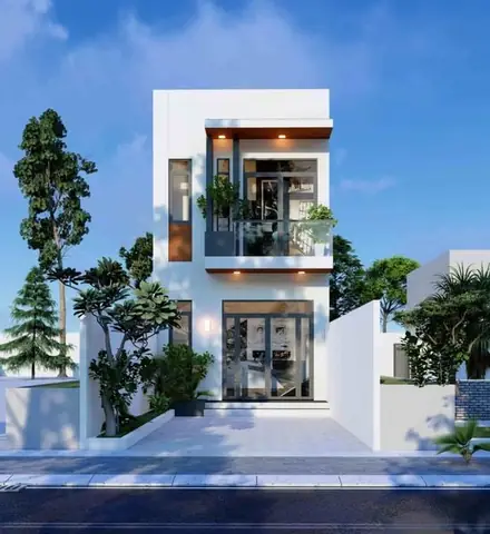Trang Trí Mặt Tiền Nhà Ống 2 Tầng Cho Gia Chủ Mệnh Mộc