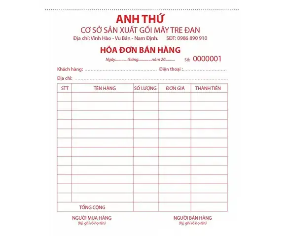 Cấu Trúc Cơ Bản Của Một Hóa Đơn Nội Thất Chuẩn