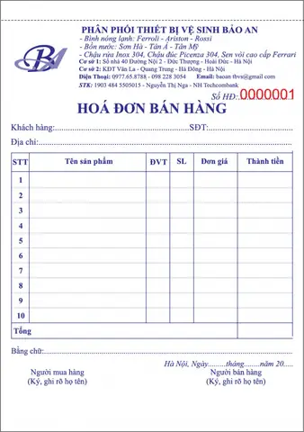 Mẫu Hóa Đơn Bán Hàng - Hóa Đơn Bán Lẻ Chuyên Nghiệp