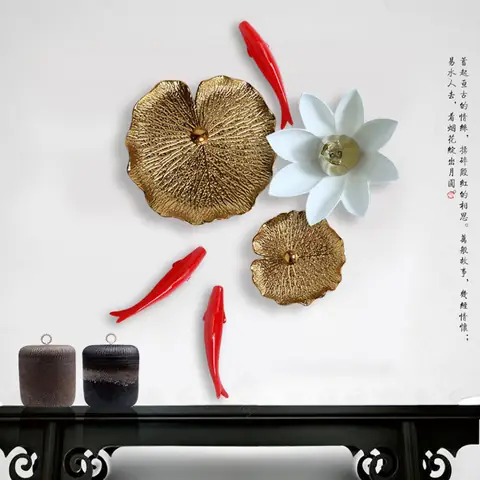 Set Decor Cá, Hoa Và Sen Trang Trí Phòng Khách Độc Đáo, Ấntượng Đầy Tinh Tế
