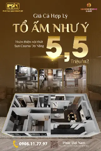 Hoàn Thiện Nội Thất Sun Cosmo Residence Đà Nẵng – Trọn Gói Từ 5,5 Triệu/m² Cùng Phúc Đại Nam