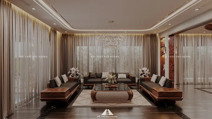 Thiết Kế Nội Thất Phòng Khách Gỗ Óc Chó Tại Biệt Thự Sala, Quận 2, Tp. Hồ Chí Minh