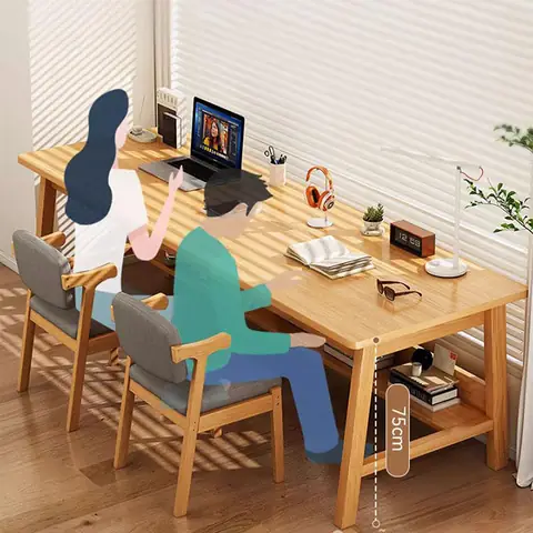 Bàn Học Đôi Bằng Gỗ Thiết Kế Rộng Rãi Bh655