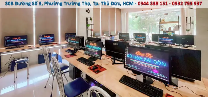 Cơ Sở Vật Chất Trung Tâm Đào Tạo Đồ Họa Sài Gòn – Không Gian Phòng Học Rộng – Thoáng Mát – Hiện Đại