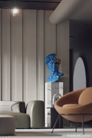 R/archviz - Hình Render Nội Thất Nhà Ở - Phòng Khách Hiện Đại Tối Giản - D5 Render