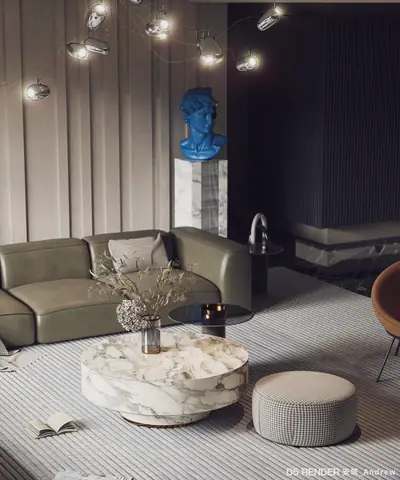 R/archviz - Hình Render Nội Thất Nhà Ở - Phòng Khách Hiện Đại Tối Giản - D5 Render
