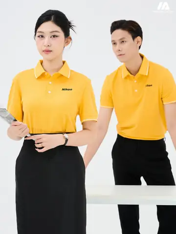 Áo Đồng Phục Công Ty Piquecool Pro Màu Vàng Cúc Phối Lé Viền Màu Trắng