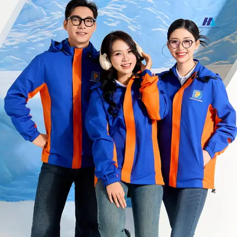 Áo Khoác Đồng Phục Công Ty Petrolimex Màu Xanh Phối Cam- Đồng Phục Hải Anh