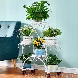Kệ Sắt Để Chậu Cây Cảnh Ngoài Trời Có Bánh Xe Đẹp Kgtn 011ktt041