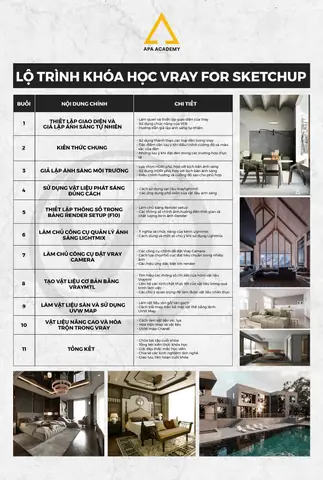 Lộ Trình Khóa Học Vray For 3ds Max Tại Apa Academy
