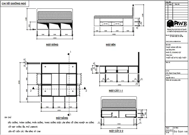 Hướng Dẫn Đọc Bản Vẽ Gỗ Nội Thất: Giường Ngủ