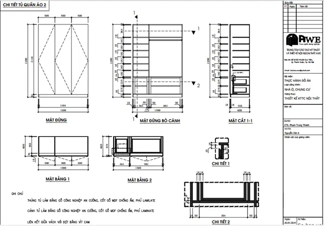 Hướng Dẫn Đọc Bản Vẽ Gỗ Nội Thất: Tủ Áo