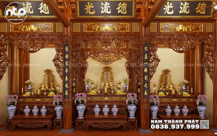 Phối Cảnh Thiết Kế Nhà Thờ Gỗ 3 Gian 18 Cột Họ Phùng