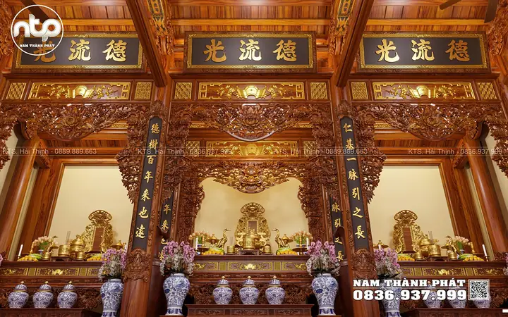 Phối Cảnh Thiết Kế Nhà Thờ Gỗ 3 Gian 18 Cột Họ Phùng
