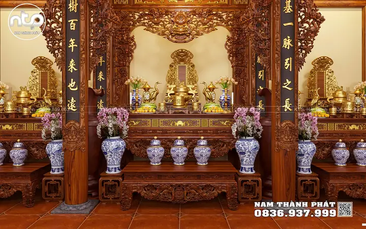 Phối Cảnh Thiết Kế Nhà Thờ Gỗ 3 Gian 18 Cột Họ Phùng