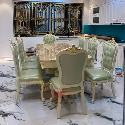 Bộ Nội Thất Dát Vàng Tone Da Xanh Ngọc Nhà Chị Long - Trần Cung Gồm: