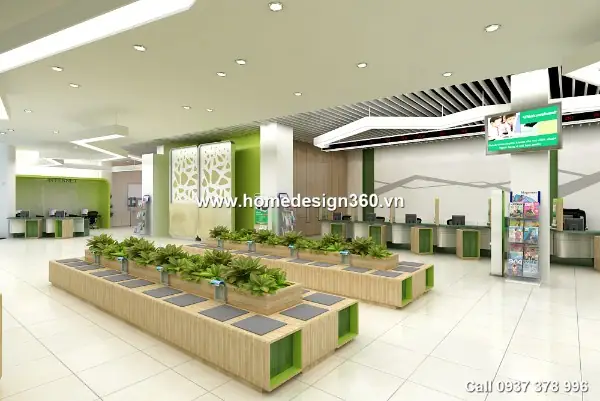 Với Màu Xanh Lá Cây Chủ Đạo, Các Chi Nhánh Của Ngân Hàng Vietcombank Đều Tuân Thủ Tông Màu Chủ Đạo Này, Kết Hợp Cùng Cácthiết Kế Nội Thấtriêng Biệt Phù Hợp Với Kết Cấu Mặt Bằng Của Mình Tạo Nên Điểm Đặc Trưng Riêng Và Nổi Bật.