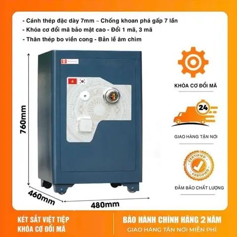 Két Sắt Việt Tiệp Ksc76 – Dòng Khóa Cơ Đổi Mã Siêu Bền, Dùng 20–50 Năm Không Lo Hỏng