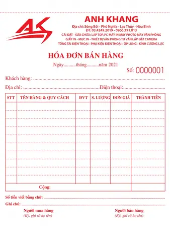 Mẫu Hóa Đơn Bán Hàng - Hóa Đơn Bán Lẻ Chuyên Nghiệp