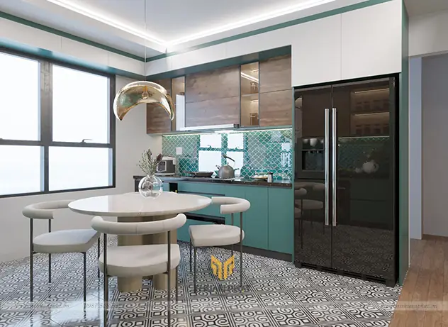 Nội Thất Phòng Bếp Với Màu Xanh Mallard Thời Thượng