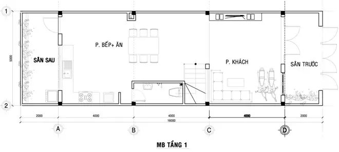 Mặt Bằng Bố Trí Nội Thất Tầng 1 Nhà Ống Hiện Đại