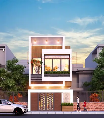 Bản Vẽ Mặt Tiền Nhà Phố 2 Tầng 4x15m