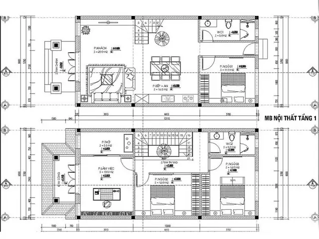 Các Mẫu Nhà 2 Tầng 6x12m