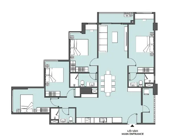 Căn Hộ 4 Phòng Ngủ (diện Tích: 136,63 M² – 180,77 M²)