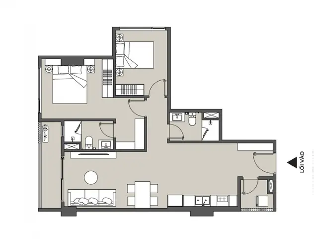 Căn Hộ 2 Phòng Ngủ (diện Tích: 76,77 M² – 84,44 M²)