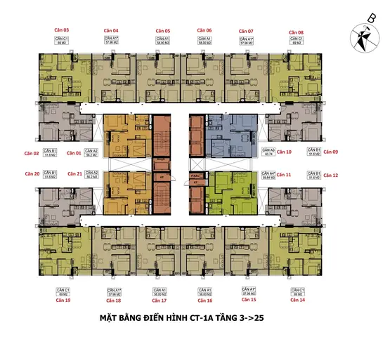 Mặt Bằng Tòa Ct1a Chung Cư Hateco Apollo Xuân Phương: