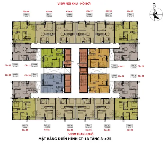 Mặt Bằng Tòa Ct1b Chung Cư Hateco Apollo Xuân Phương: