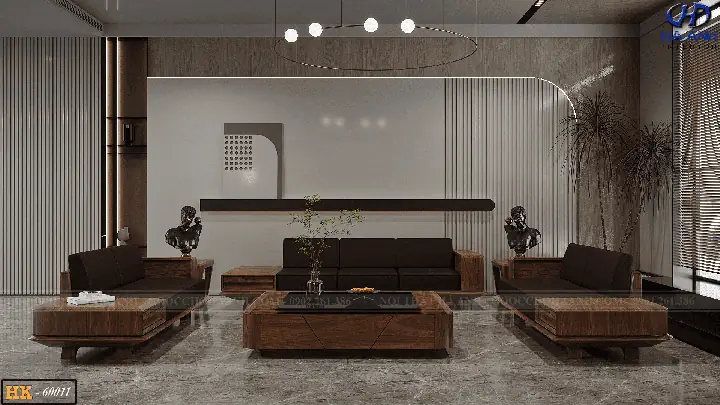 Bộ Sofa Gỗ Óc Chó Hk 60011