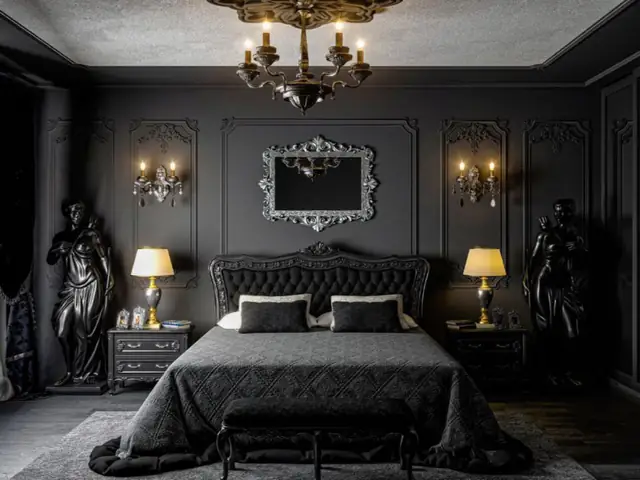 Decor Nội Thất Phòng Ngủ Màu Đen Đẹp Quyền Lực, Hoa Lệ Decor Nội Thất Phòng Ngủ Màu Đen Đẹp Quyền Lực, Hoa Lệ