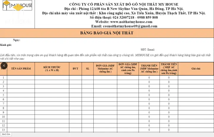 Mẫu File Báo Giá Nội Thất Chuẩn Chỉnh: Hướng Dẫn Chi Tiết Từ A-z