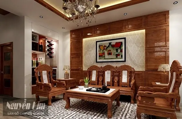 Các Mẫu Bàn Ghế Phòng Khách Làm Từ Gỗ Trang Trí Nội Thất