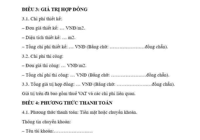 Mẫu Hợp Đồng Thiết Kế Và Thi Công Nội Thất