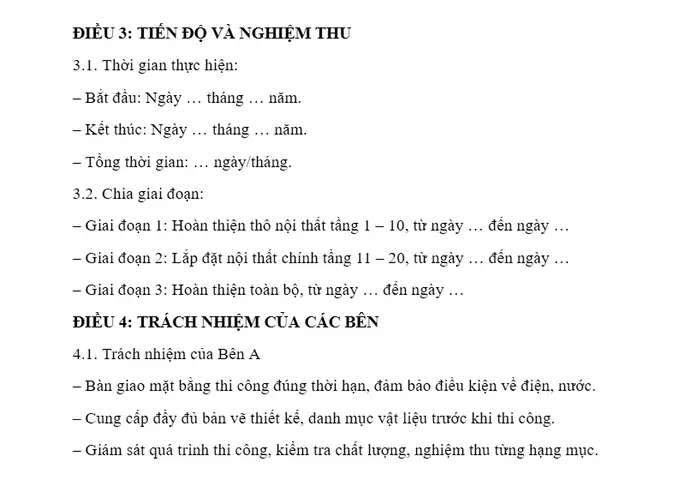 Mẫu Hợp Đồng Thi Công Nội Thất Cho Công Trình Xây Dựng