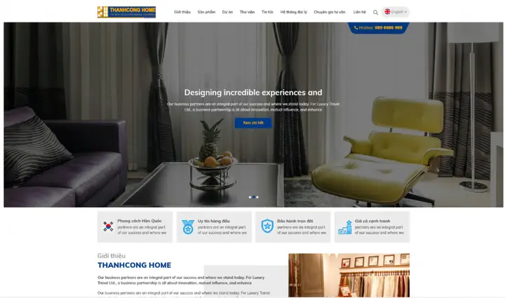 Mẫu Web Thiết Kế Nội Thất Online - Thành Công Home