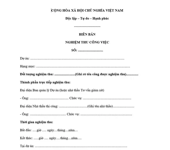 Biên Bản Nghiệm Thu Thi Công Nội Thất Là Gì?