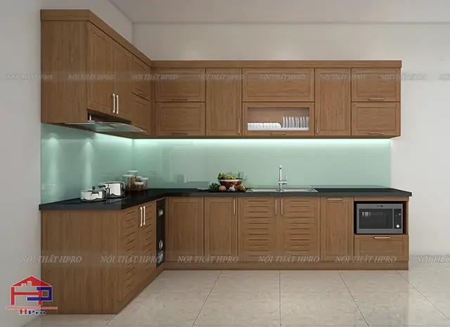 Ý Tưởng Thiết Kế Mẫu Tủ Bếp Bằng Gỗ Sồi Mỹ Tbsm08 Nhà Anh Viễn - Thôn Lời, Đặng Xá, Gia Lâm