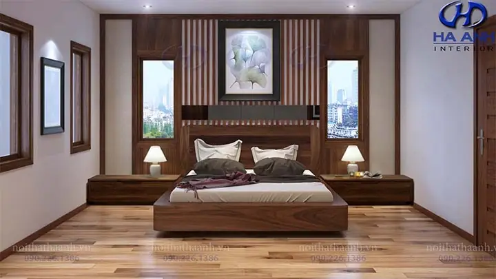 Giường Ngủ Gỗ Óc Chó Hn 606 Được Thiết Kế Dáng Hộp Độc Đáo