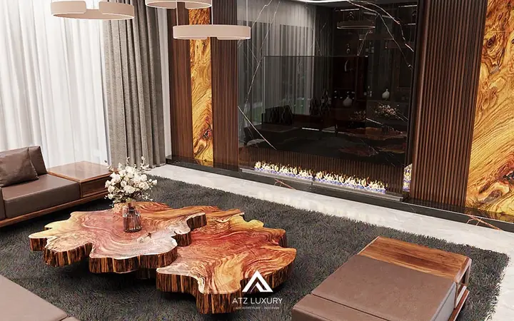 Mẫu Nội Thất Căn Hộ Duplex Gỗ Óc Chó Đẹp Sang Trọng