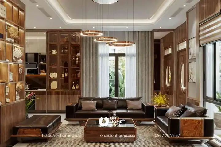 Mẫu 12: Thiết Kế Phòng Khách Gỗ Đẹp.