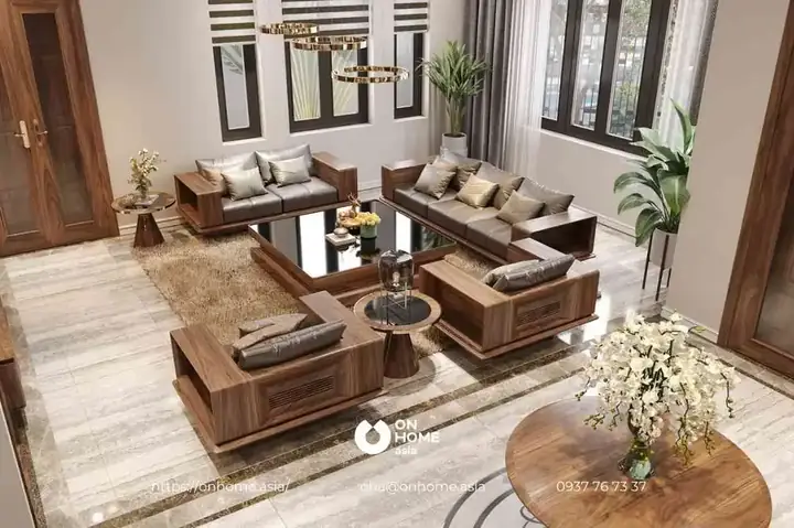 Mẫu 18: Bàn Ghế Gỗ Phòng Khách Gỗ Óc Chó Đẹp.