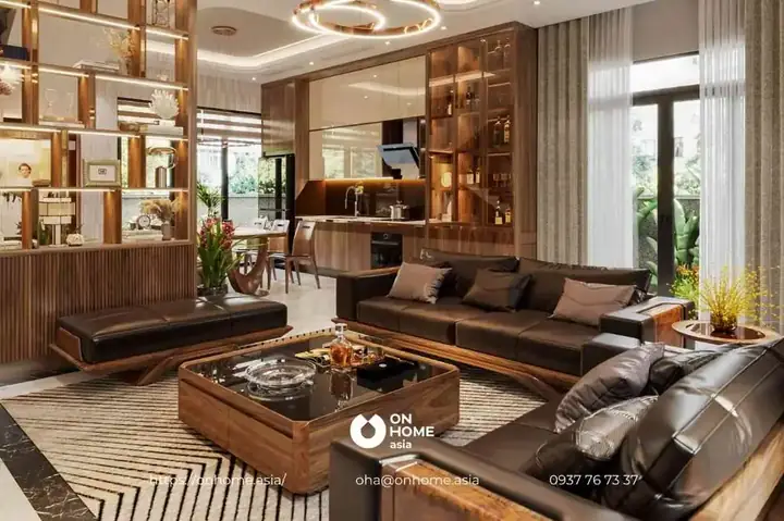 Mẫu 12: Thiết Kế Phòng Khách Gỗ Đẹp.