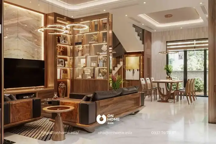 Mẫu 12: Thiết Kế Phòng Khách Gỗ Đẹp.